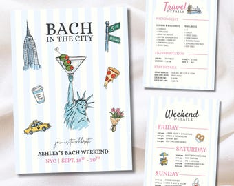 New York Bachelorette Invitation Template | NYC Bach Weekend Invite | Editable Canva Template| Canva Template (Digital or 5x7in Self-Print)