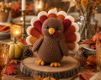 Thanksgiving Turkey Crochet Pattern, Cute Amigurumi Bird, Fall Plushie Crochet, PDF