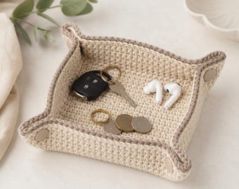 Crochet Fold-Flat Travel Valet Tray Pattern , Collapsible Catchall Organizer, Beginner Crochet Travel Tray, Instant Download,PDF
