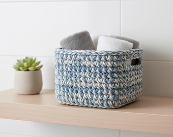 Beginner Crochet Basket Pattern, Easy Square Storage Basket PDF, Step by Step Tutorial, Crochet Pattern PDF