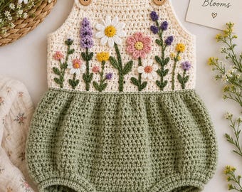 Wildflower Bloom Crochet Baby Romper Pattern,Handmade Baby Outfit,PDF