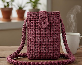 Crochet Phone Bag Pattern , Easy Beginner Phone Pouch, Digital Download Crochet Pattern, PDF