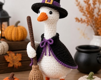 Häkelanleitung für eine Hexengans | Amigurumi-Gans-Tutorial | Halloween-Häkelanleitung (PDF)