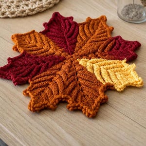 Crochet Maple Leaf Coaster Pattern, Autumn Leaf Coaster Crochet Pattern, Crochet Fall Leaf Coaster Pattern, PDF