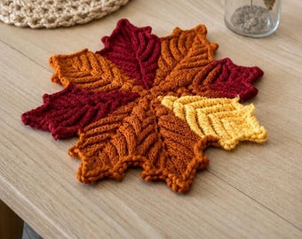 Crochet Maple Leaf Coaster Pattern, Autumn Leaf Coaster Crochet Pattern, Crochet Fall Leaf Coaster Pattern, PDF