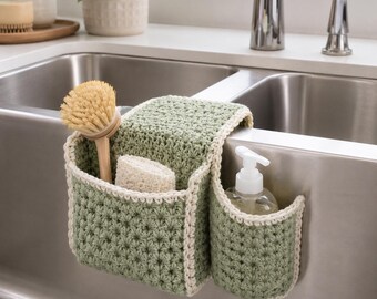 Crochet Sink Saddle Organizer Pattern , Kitchen Caddy Crochet Pattern, Sponge & Soap Holder, Beginner Crochet Digital Download,PDF