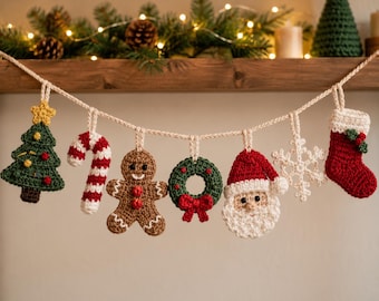 Christmas Crochet Garland Pattern, Festive Holiday Decor (PDF Pattern)