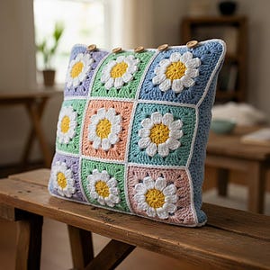 Rochet Pillow Patterns, Crochet Granny Square, Diy Crochet Pillow Cover, Crochet Pillow Cover, PDF