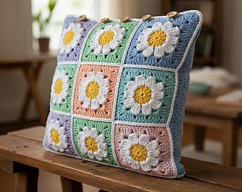 Rochet Pillow Patterns, Crochet Granny Square, Diy Crochet Pillow Cover, Crochet Pillow Cover, PDF