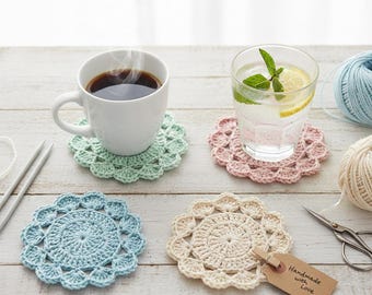Crochet Coaster Pattern, Round Scalloped Edge Coaster, DIY Easy Crochet Coasters, Beginner Friendly, PDF