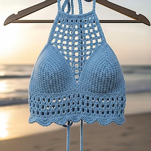 Mönster för virkad Crop Top, Mönster för virkad halterneck, DIY-virkad topp, Virkad topp med nätsöm, PDF