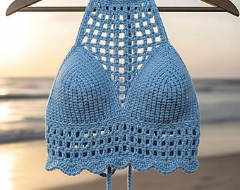 Crochet Crop Top Pattern, Crochet Halter Top Pattern, DIY Crochet Top, Mesh Stitch Crochet Top, PDF