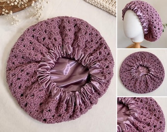 Satin Lined Crochet Bonnet Pattern, Textured Hair Bonnet Crochet Tutorial, Adult Crochet Head Covering Pattern, DIY Handmade Project,PDF