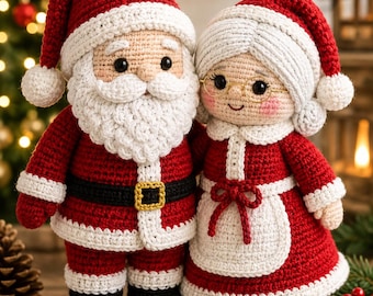 Santa and Mrs Claus Crochet Pattern, Christmas Couple Amigurumi, Holiday Doll Digital Pattern,PDF