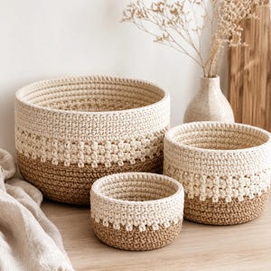 Nesting Crochet Basket Pattern, Set of 3 Storage Baskets, Textured Design ,PDF
