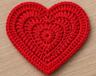 Crochet Heart Coaster Pattern, Valentine Decor, Romantic Gift, Heart Applique Pattern, Cup Holder Coaster, Digital Download, PDF