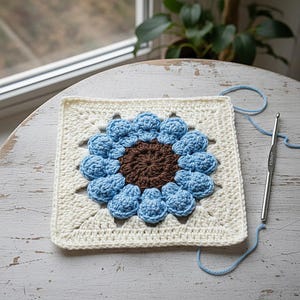 3D Crochet Daisy Granny Square Pattern, Beginner Friendly (PDF)