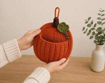 Crochet Pumpkin Wall Pocket Pattern, Autumn Home Decor, DIY Hanging Organizer ,PDF