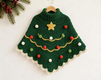 Christmas Tree Poncho Crochet Pattern, Festive Holiday Poncho, Women’s Christmas Crochet Digital Pattern,PDF