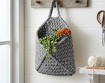 Crochet Hanging Basket Pattern, Crochet Basket With Hanging Loop, Crochet Square Basket Pattern, Crochet Basket DIY,  PDF
