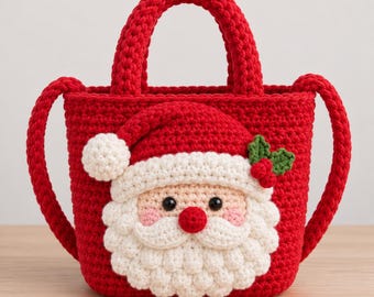 Crochet Santa Bag Pattern, Christmas Handbag Tutorial, Festive Holiday Bag DIY,PDF