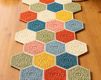 Crochet Table Runner, Hexagon Table Runner, Instant Download Crochet Pattern, PDF