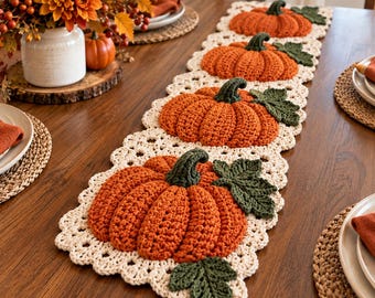 Crochet Pumpkin Table Runner Pattern, thanksgiving Home Decor, PDF