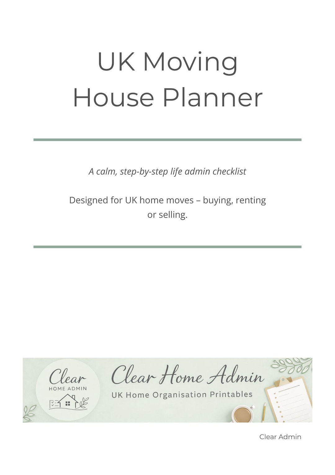 UK Moving House Planner Printable | Home Organisation Checklist ...