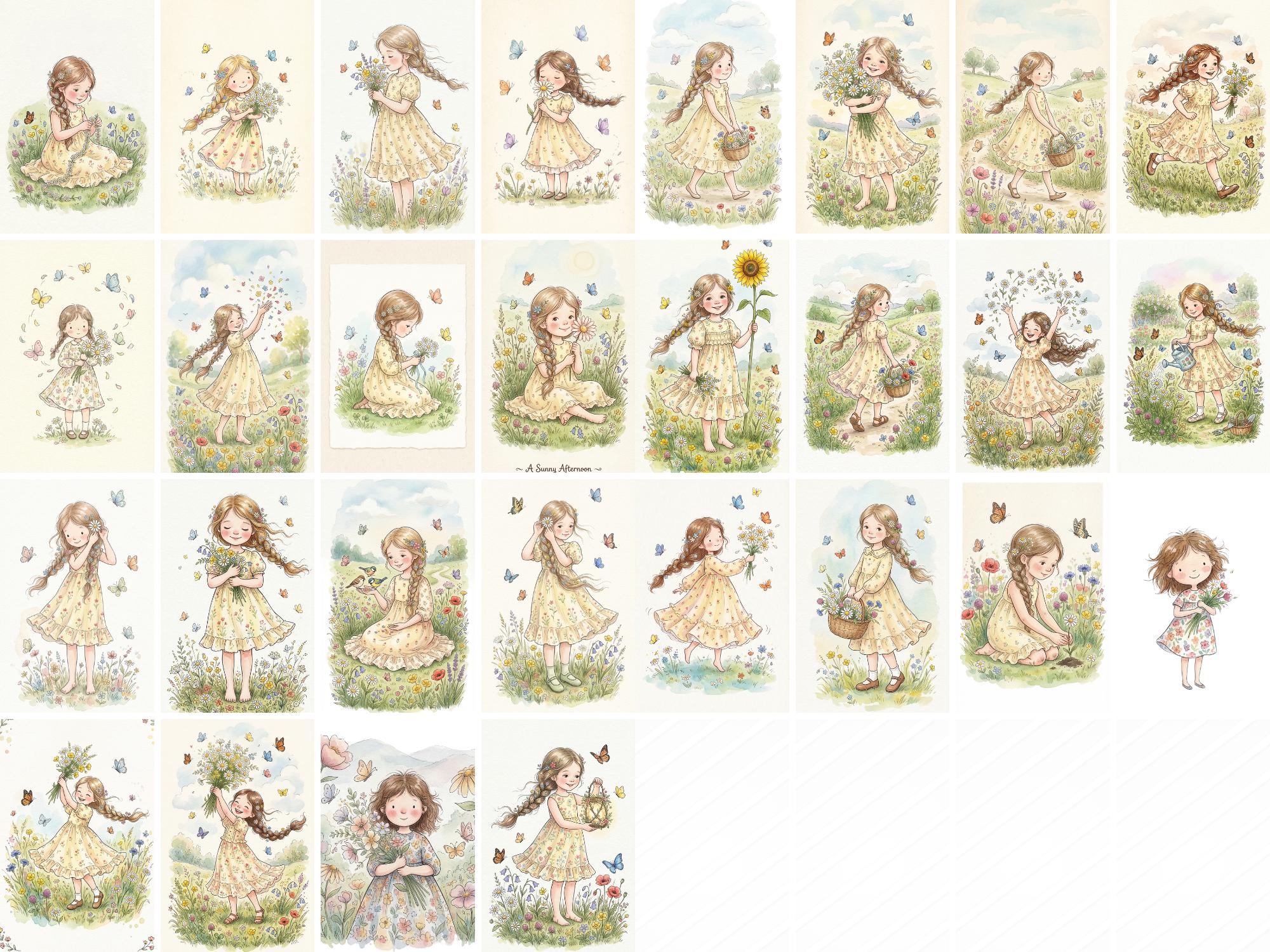 Whimsical Girl Clipart : 60 PNG Hand Drawn Digital Designs - Etsy