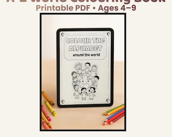 A-Z World Coloring Book for Kids – Learn Countries & Cultures (Digital PDF)