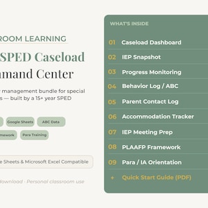 SPED Caseload Command Center | IEP Management Bundle | Google Sheets | Behavior Data | Progress Monitoring | Para Training