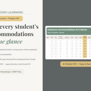 Classroom Accommodations Tracker | IEP & 504 Multi-Student | Fillable PDF | Special Education Case Management