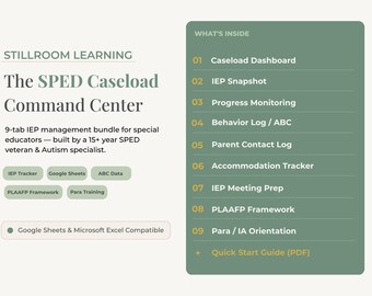 SPED Caseload Command Center | IEP Management Bundle | Google Sheets | Behavior Data | Progress Monitoring | Para Training