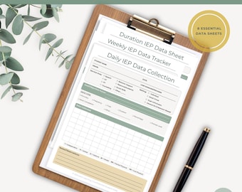 Prüfungsfertiges IEP-Datensammlungs-Bundle | Spezielle Ed Case Fortschritt Monitor System | Periodische Dauer Rubrik & Täglicher Ziel Tracker