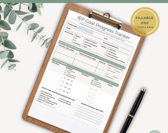 IEP Goal Progress Monitoring Tracker | Fillable PDF Data Collection Sheet | Special Education Teacher Case Management Tool | Goal Objectives