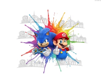 Sonic and Mario Clipart – 3D Gaming PNG (Digital Download)