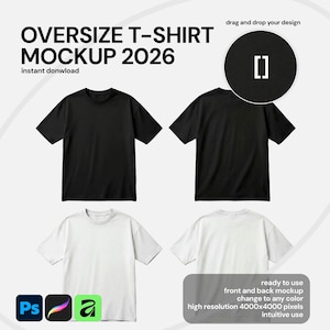 Överdimensionerad T-shirtmodell | Redigerbar klädmodell, klädmall, streetwear-mall