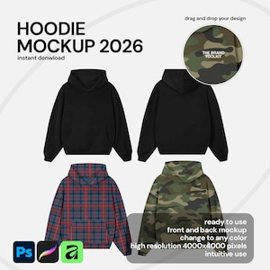 Realistic Hoodie Mockup PSD | Streetwear Template, Editable Clothing Mockup, Digital Download