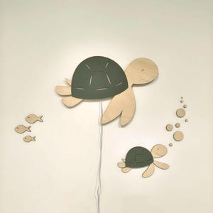 Customizable wooden ocean turtle lamp | Wall night light | Children's room decoration | Warm LED light | Baby shower gift