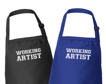 Working Artist Aprons - Black or Royal Blue 2-Pocket and Adjustable Length Aprons