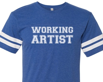 WORKING ARTIST - Unisex Vintage Royal Blue Retro Ringer Jersey Team Tee