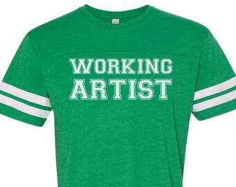 WORKING ARTIST - Unisex Vintage Green Retro Ringer Jersey Team Tee