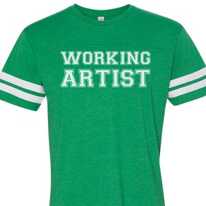 WORKING ARTIST Unisex Vintage Green Retro Ringer Jersey Team Tee image 1