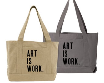 ART IS WORK - Boat Tote (Grey or Khaki)