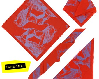 Bandana - Lion Leo - Hand Pulled Screen Printed Textiles