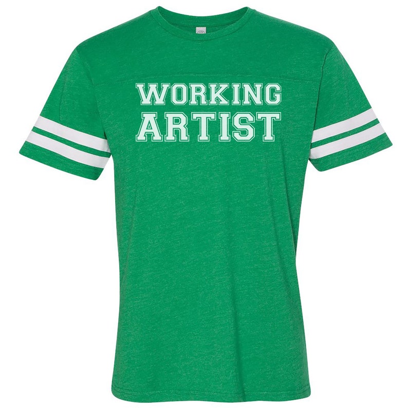 WORKING ARTIST Unisex Vintage Green Retro Ringer Jersey Team Tee image 1