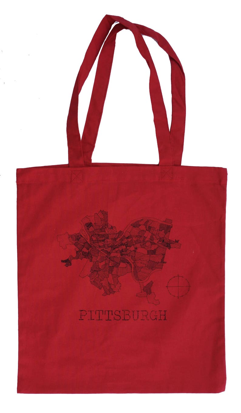 Pittsburgh 1940 Map Red Cotton Tote