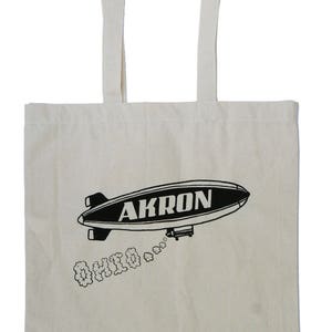 Akron Ohio Blimp Natural Canvas Tote