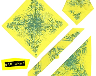 Bandana - Canna + Poppy Plants - Hand Pulled Screen Printed Textiles