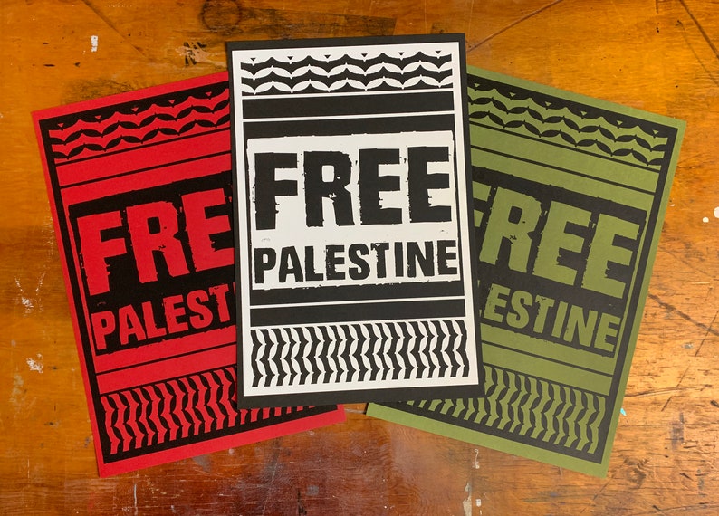 Palestine Posters: Ceasefire Now Forever / Free Palestine Hand Pulled Screen Print Riso 100% Donated to PCRF image 2